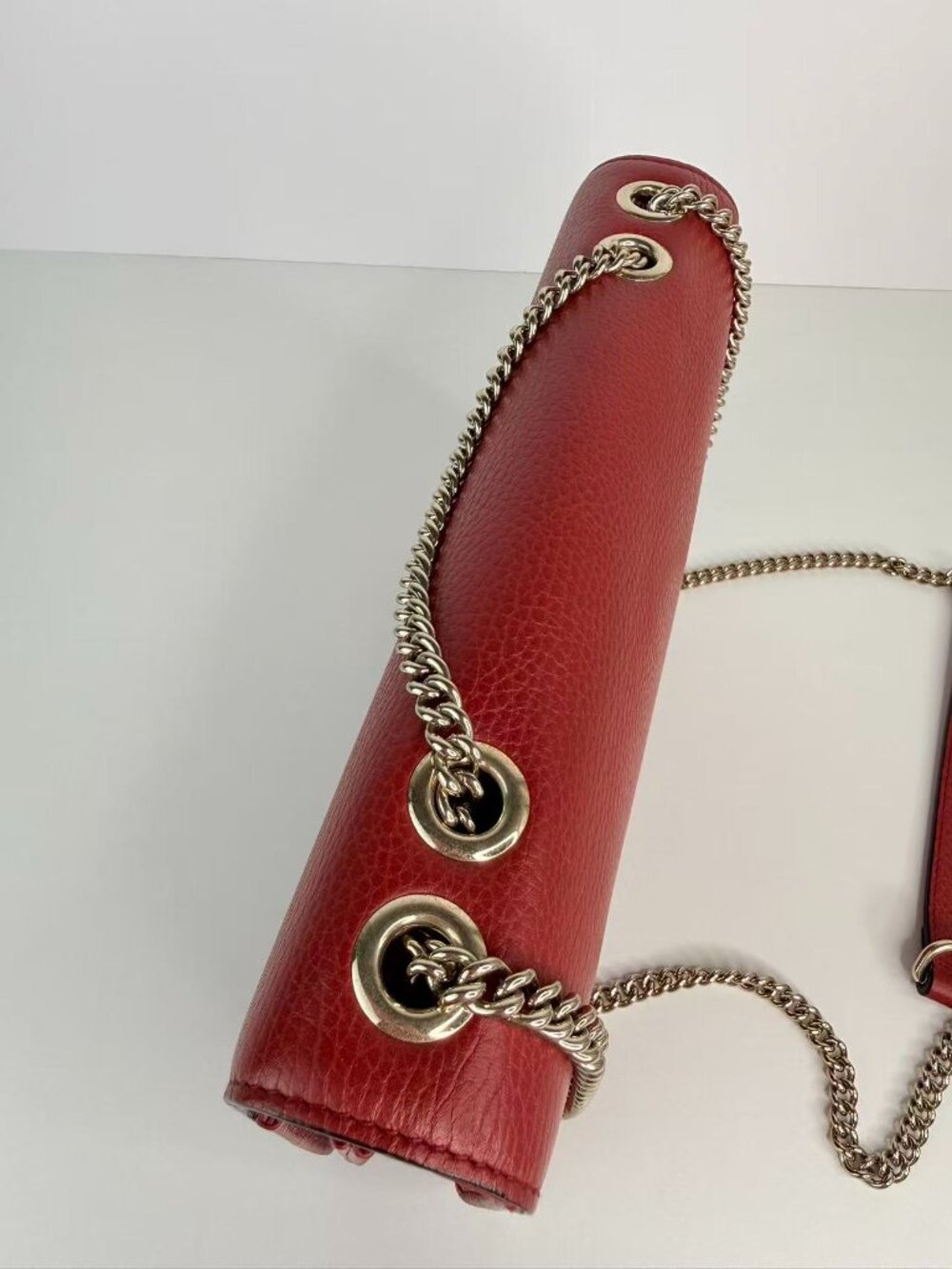 Gucci Interlocking G Leather Chain Red Shoulder Crossbody Bag - Picture 10 of 12